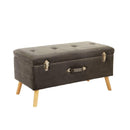 Pouffe Seat Velvet Storage Bench in Grey by Lavishway | Benches & Storage Benches-38577