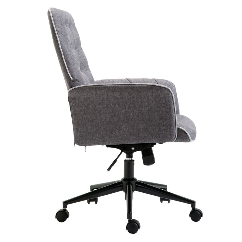 Tilt Linen Mid Back Office Chair in Grey by Lavishway | Fabric Chairs-42572