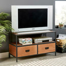 2 Drawer Dark Wood Compact Wooden TV Unit by Lavishway | TV Units Cabinets-39360