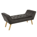 Velvet Grey Upholstered Fabric Bench by Lavishway | Benches & Storage Benches-38505