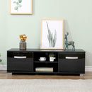 2 Door 2 Open Shelves Black Wide TV Unit by Lavishway | TV Units Cabinets-39417