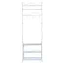 5 Hooks Coat Rack Hanging Bar in White by Lavishway | Hall Trees-43937