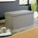 Linen Fabric Grey Foldable Storage Box by Lavishway | Benches & Storage Benches-38619