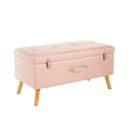 Velvet Pink Pouffe Seat Storage Bench by Lavishway | Benches & Storage Benches-38637