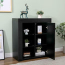 Black 1 Glass Door 6 Shelves Sideboard by Lavishway | Sideboards-43166