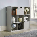 Grey Wooden 9 Shelves Bookcase Display Unit by Lavishway | Book Shelves and Cabinets-39154