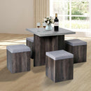Set of 4 Ottomans Seats & Dining Table by Lavishway | Dining Table Set-44230