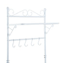 5 Hooks Coat Rack Hanging Bar in White by Lavishway | Hall Trees-43942