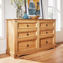 Waxed 6 Drawer Pine Wood Chest of Drawers by Lavishway | Chest Of Drawers-43404