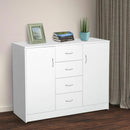 4 Drawers 2 Doors Cupboard in White by Lavishway | Bedroom-39095