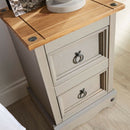 Corona Set of 3 Pine Wood Bedroom Set in Grey by Lavishway | Bedroom-39494