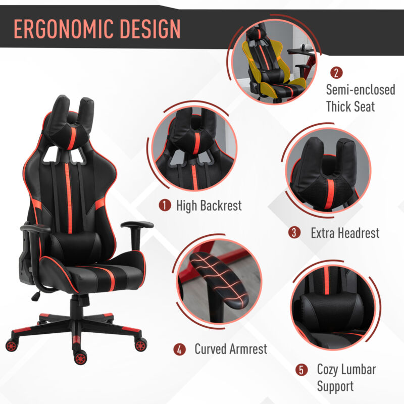 Gaming Head Back Pillow Reclining Chair by Lavishway | Gaming Chairs-42623
