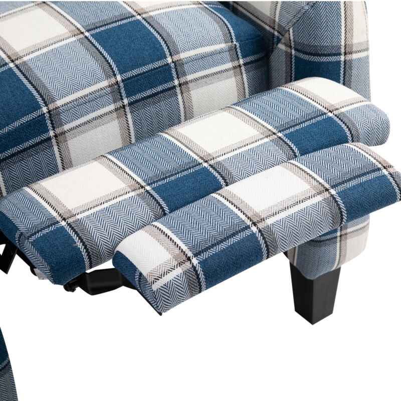 Plaid Upholstered Reclining Armchair by Lavishway | Recliner Armchairs-43613