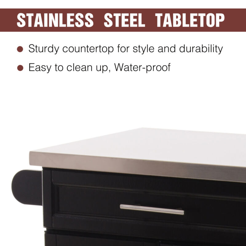 Kitchen Cart Storage Trolley in Black by Lavishway | Kitchen Islands-42777