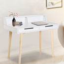 Study Table with Solid Wood Legs in White by Lavishway | Reclaimed Wood Desks-39166