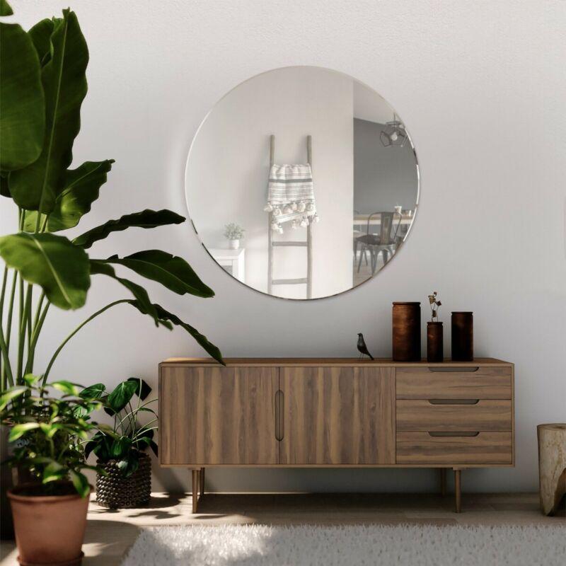 Classic Frameless Beveled Round Mirror by Lavishway | Wall Mirrors-38765
