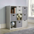 Grey Wooden 9 Shelves Bookcase Display Unit by Lavishway | Book Shelves and Cabinets-39155