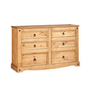 Waxed 6 Drawer Pine Wood Chest of Drawers by Lavishway | Chest Of Drawers-43408
