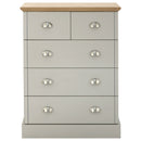 Chest of 5 Drawers in Grey with Oak Effect by Lavishway | Chest Of Drawers-43369