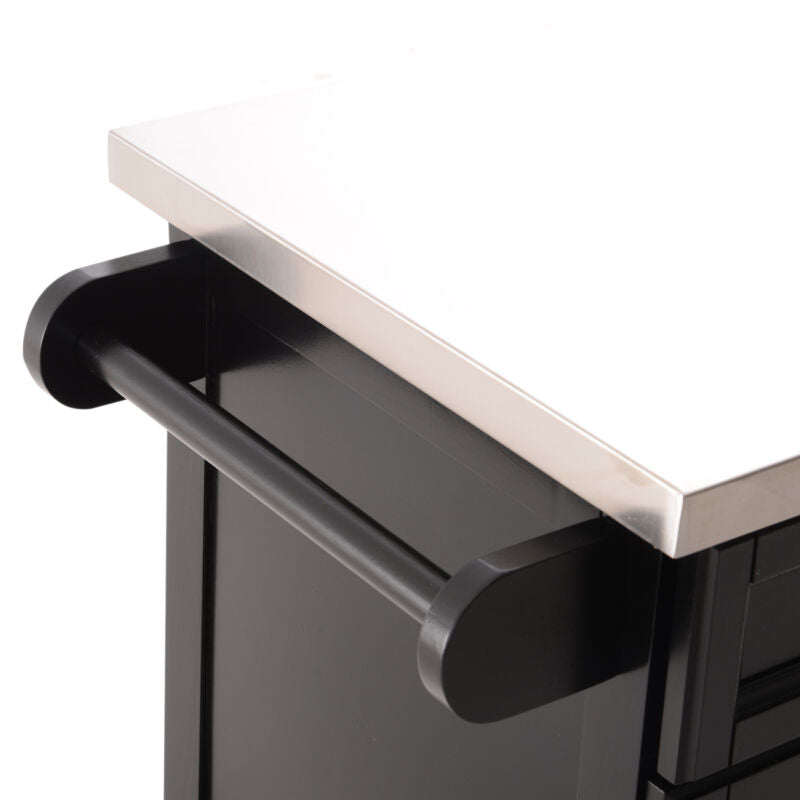 Kitchen Cart Storage Trolley in Black by Lavishway | Kitchen Islands-42775