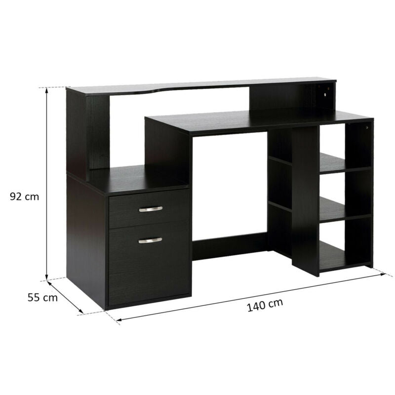 Multi Storage Black Office Desk Table by Lavishway | Desk Pedestals-44587