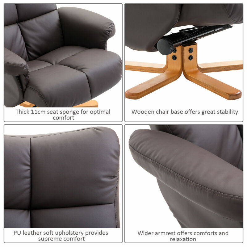 Recliner Brown Footrest Armchair by Lavishway | Recliner Armchairs-39230