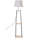 Tripod Floor Lamp with 3-Tier in Oak & White by Lavishway | Floor Lamps-43583