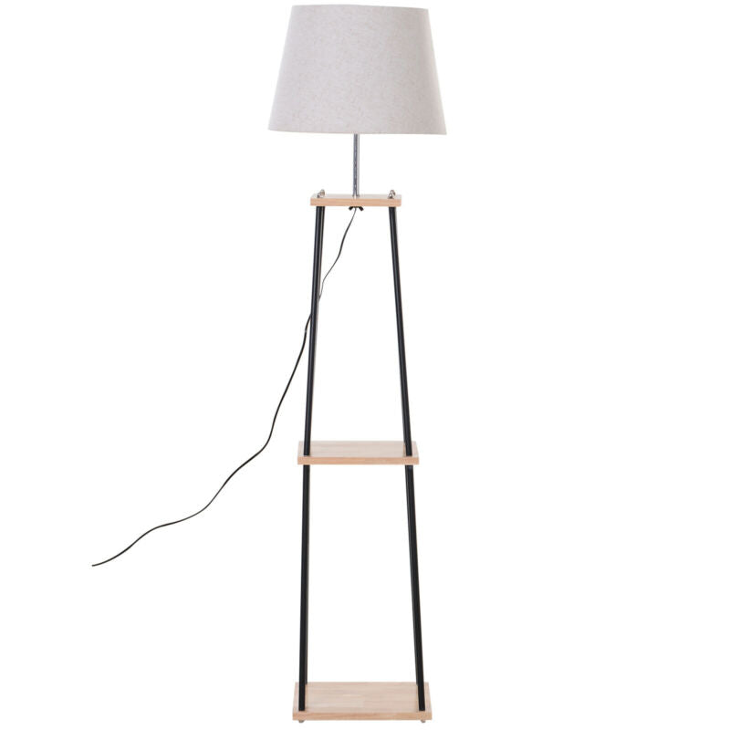 Tripod Floor Lamp with 3-Tier in Oak & White by Lavishway | Floor Lamps-43583