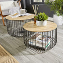 Wooden Top End Table with Metal Frame in Pair by Lavishway | Side Tables-43221