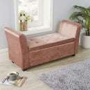 Buttoned Velvet Storage Bench - Pink by Lavishway | Benches & Storage Benches-43544