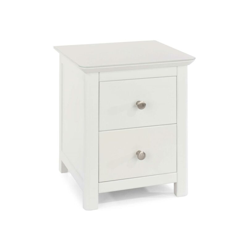 White Painted 2 Drawer Bedside Table by Lavishway | Bedside Tables-38775