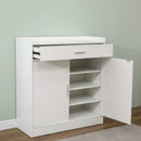 2 Door 1 Drawer White Shoe Storage Cabinet by Lavishway | Shoe Cabinets-43281