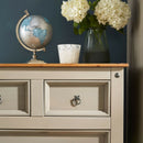 Corona Set of 3 Pine Wood Bedroom Set in Grey by Lavishway | Bedroom-39501