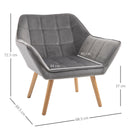 Velvet upholstery Grey Accent Chair by Lavishway | Bedroom Chairs-42852