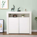 White High Gloss 2 Glass Doors Sideboard by Lavishway | Sideboards-39318