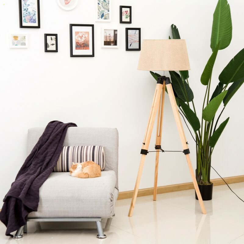 Classic Tripod Wooden Floor Lamp by Lavishway | Floor Lamps-42381