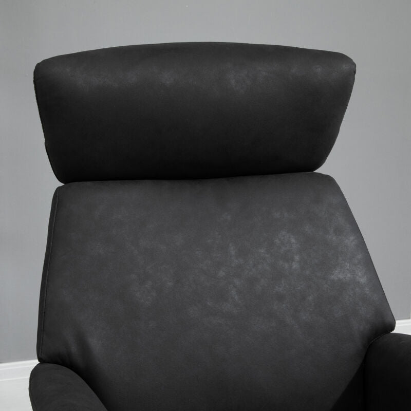 Faux Leather Armchair with Footrest - Black by Lavishway | Recliner Armchairs-43652