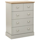 Chest of 5 Drawers in Grey with Oak Effect by Lavishway | Chest Of Drawers-43367