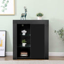 Black 1 Glass Door 6 Shelves Sideboard by Lavishway | Sideboards-43165