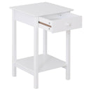 Wooden Bedside Table with Drawer in White by Lavishway | Bedside Tables-43640