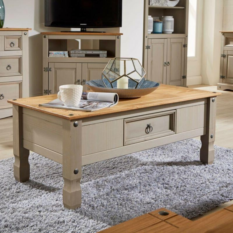 Corona Pine Grey Living Room Furniture by Lavishway | Coffee Tables-42996