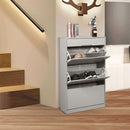 3 Tilting Doors Grey Shoe Storage Cupboard by Lavishway | Shoe Cabinets-38929