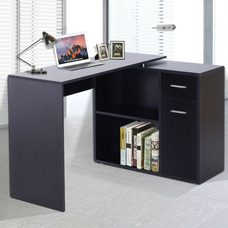 Corner 360° Rotating Computer Table | Lavishway UK