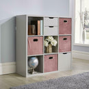 Grey Wooden 9 Shelves Bookcase Display Unit by Lavishway | Book Shelves and Cabinets-39157