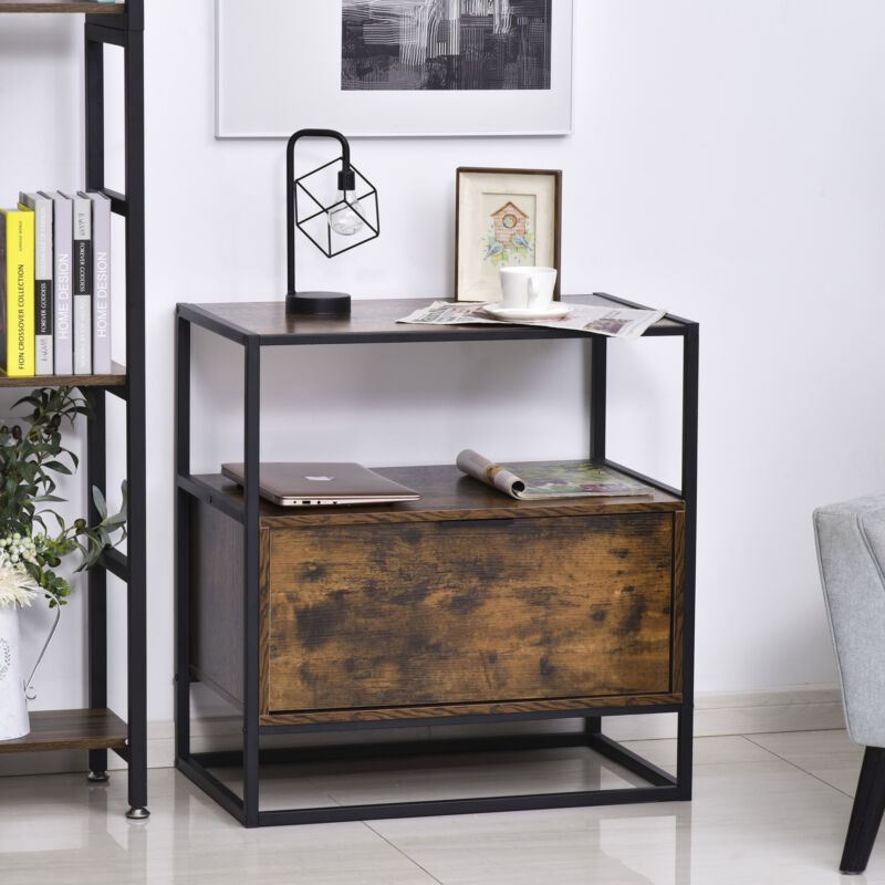 Industrial Style Retro Side Table with Drawer by Lavishway | Side Tables-42488