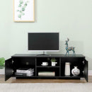 2 Door 2 Open Shelves Black Wide TV Unit by Lavishway | TV Units Cabinets-39413