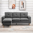 3-Seater L-shaped Linen-Look Sofa by Lavishway | Fabric Sofas-42632