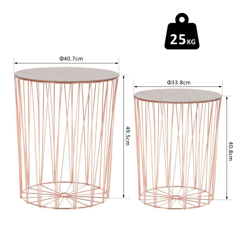 Set of 2 Rose Gold Metal Side Tables by Lavishway | Side Tables-38643