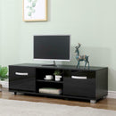 2 Door 2 Open Shelves Black Wide TV Unit by Lavishway | TV Units Cabinets-39416
