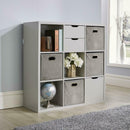 Grey Wooden 9 Shelves Bookcase Display Unit by Lavishway | Book Shelves and Cabinets-39152